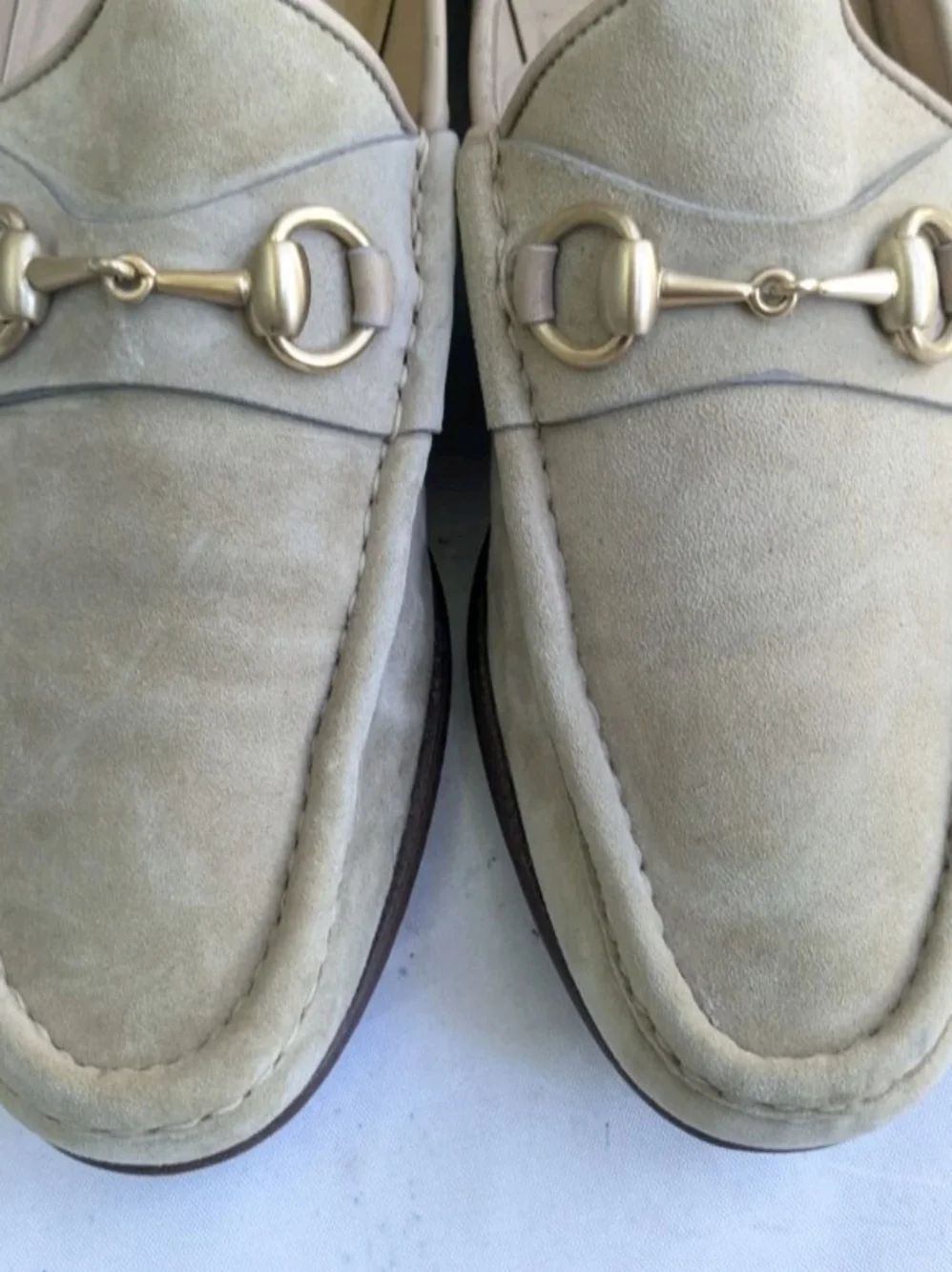 Gucci Beige Suede Horsebit Loafers Men US 9.5